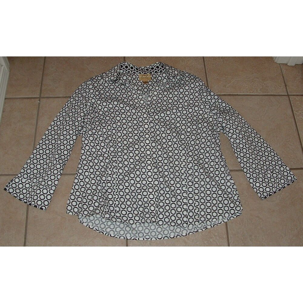 GOLD LABEL INVESTMENTS White & Black Circle Sz 18 No Iron Cotton Button Up Shirt